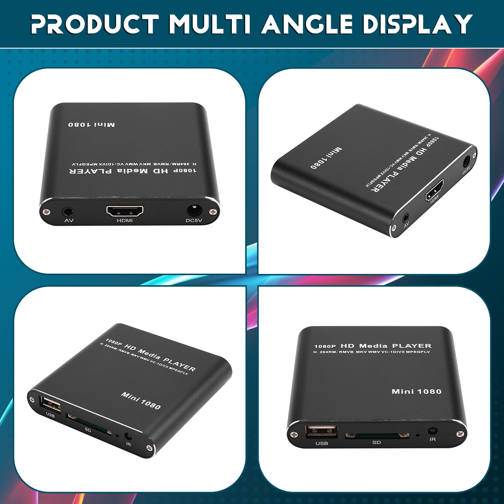 Lettore Multimediale MKV 264 HDD Lettore Multimediale USB Full HD 1080P con Supporto SD Media TV Box Lettore HDD RMVB WMV Spina UE