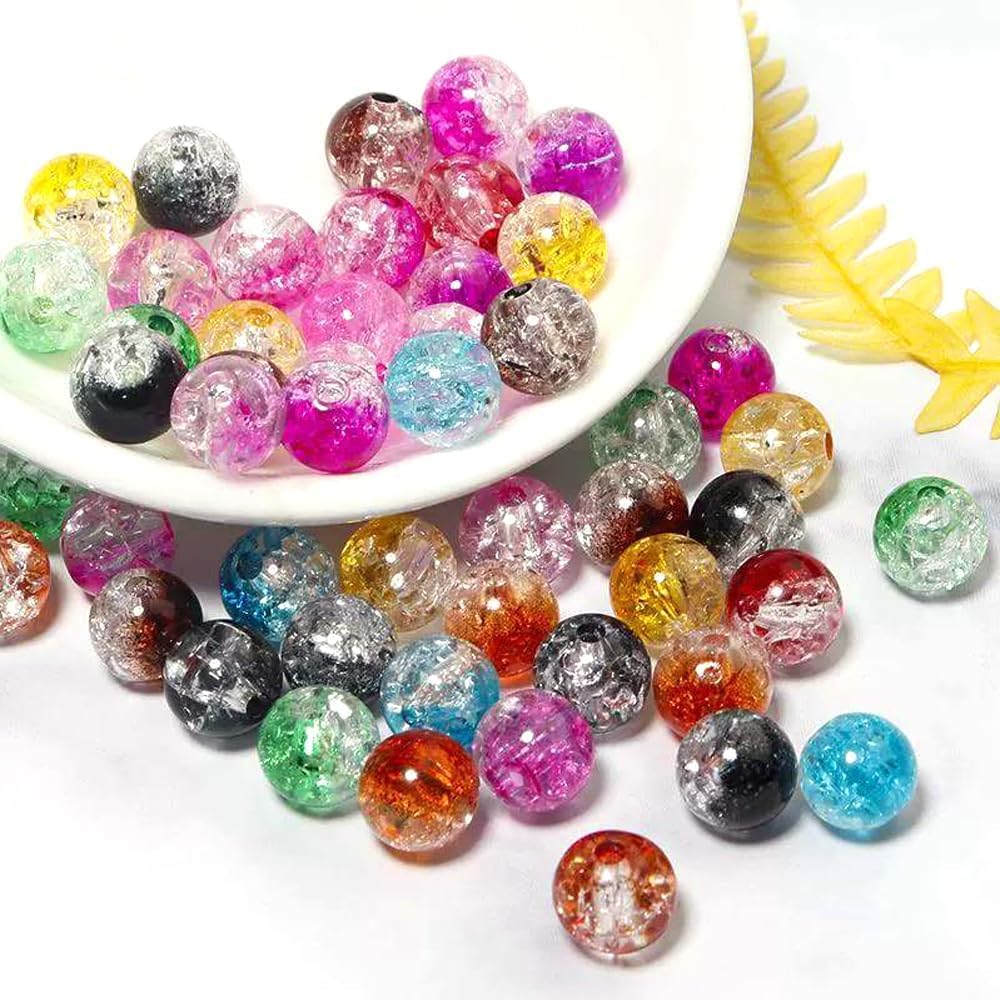 Qtuie 600pcs 8mm Glass Round Beads for DIY Jewelry Making, 24 Colors, Bohemian Handmade, Craft Bead 4