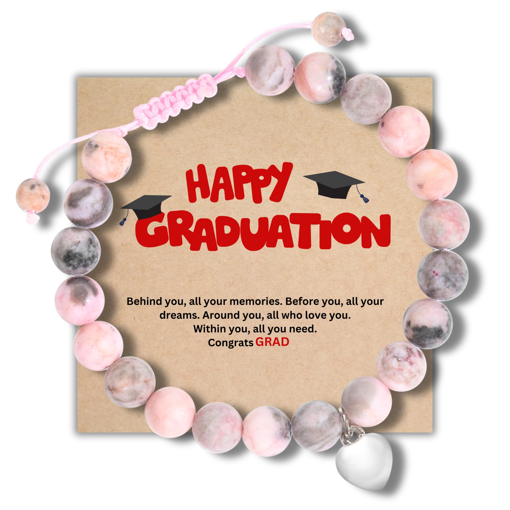 Natural Stone Bead Bracelet, Graduation Bracelet for Girls, Gifts For Teen Girls, Boys, Graduation Gifts For Her, 2025 Graduation Gifts, End Of Year Student Gifts From Teacher