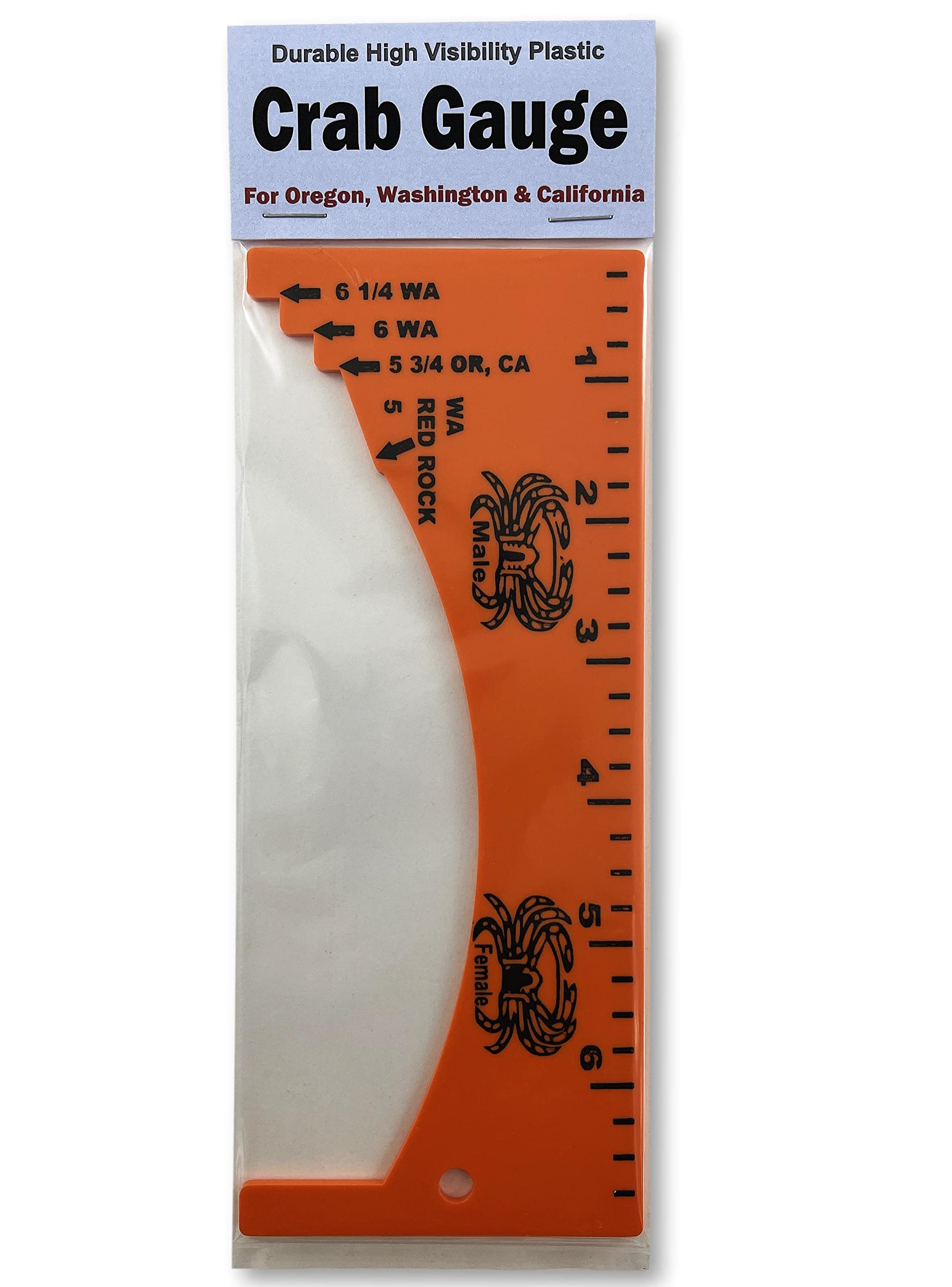 A1FISHER Dungeness Crab Gauge Measure Tool - 7.1 Inch Red Plastic Crab, Shrimp & Clam Measuring Ruler
