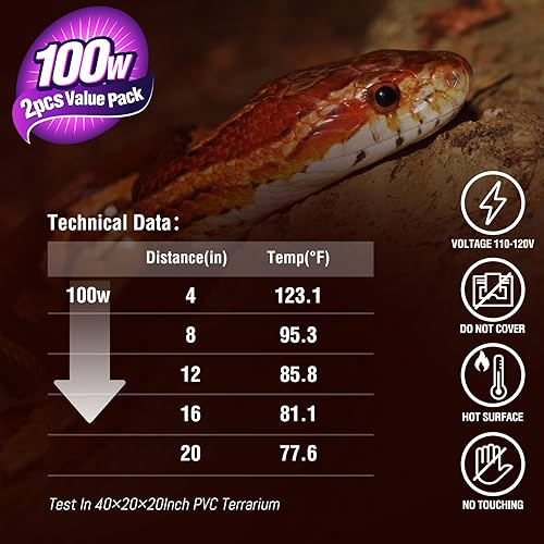 Miniatura 4 de Bombillas incandescentes rojas nocturnas de 100 W para lámpara de calor infrarrojo (paquete de 2) para hábitat de reptiles, reptiles, tortugas,