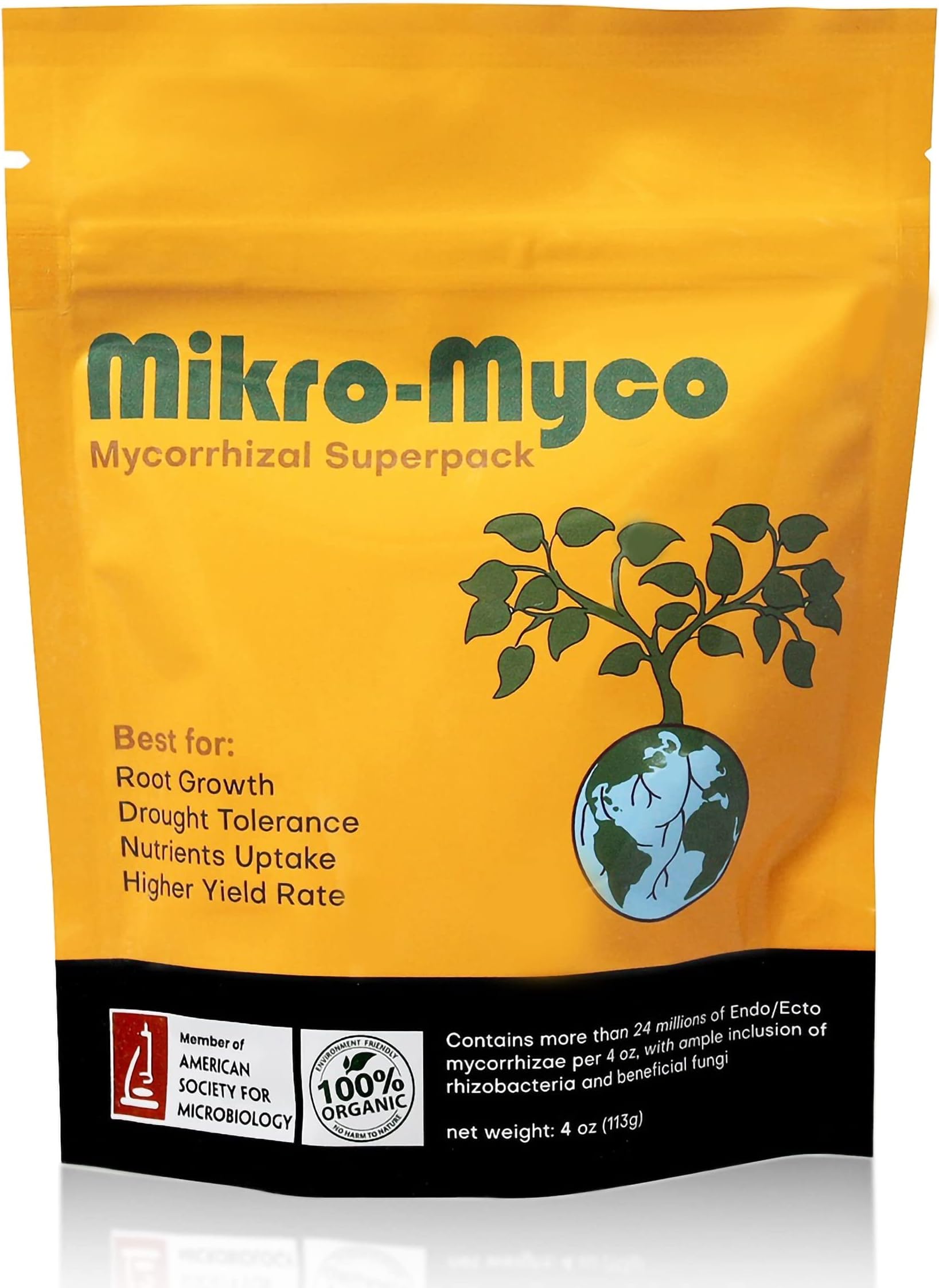 Mikro-Myco, Highly Concentrated Mycorrhizal Fungi –11 Endo/Ecto Mycorrhizae, Water Soluble Powder for Exponential Root Growth (4 oz)