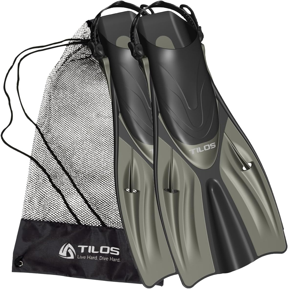 Tilos Getaway Large Open Heel Snorkeling Fins - Travel-Friendly, Adjustable Flippers for Wide Feet