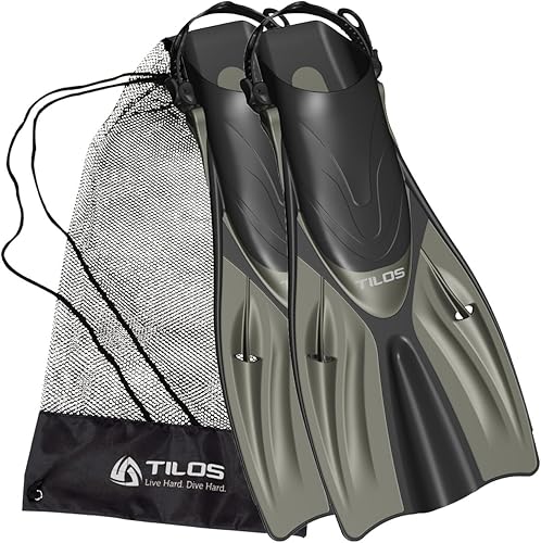 Miniatura 11 de Tilos Getaway - Aletas grandes de esnórquel de tacón abierto, aptas para viajes, aletas ajustables para pies anchos Rojo -,Negro