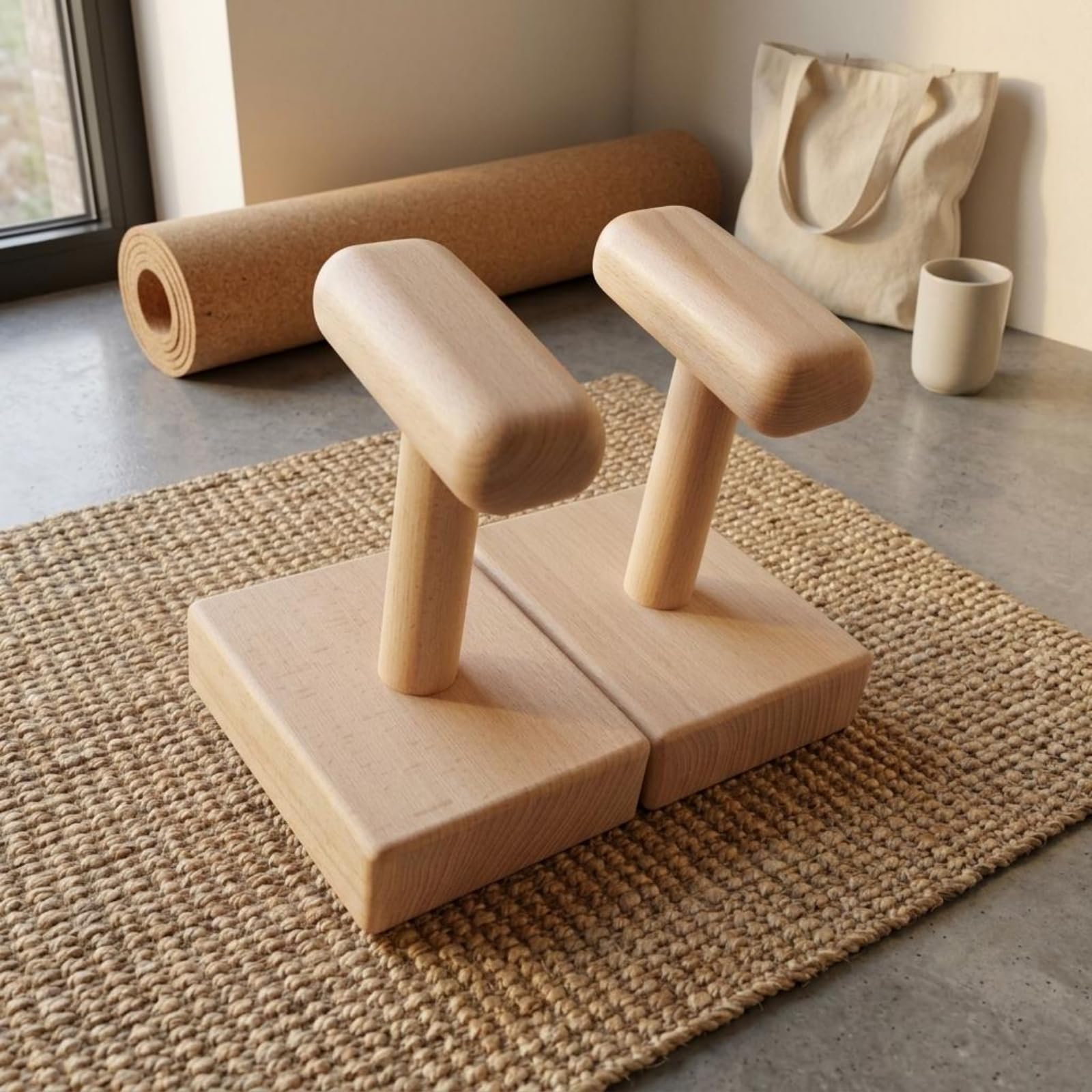 harayaa Inversion Exercise Frame Barra Parallela Palestra Supporto Maniglia Push Up in Faggio con Finitura Chiara E Venatura a per Presa Sicura Adatta per Allenamento a Fitness Riabilitazione