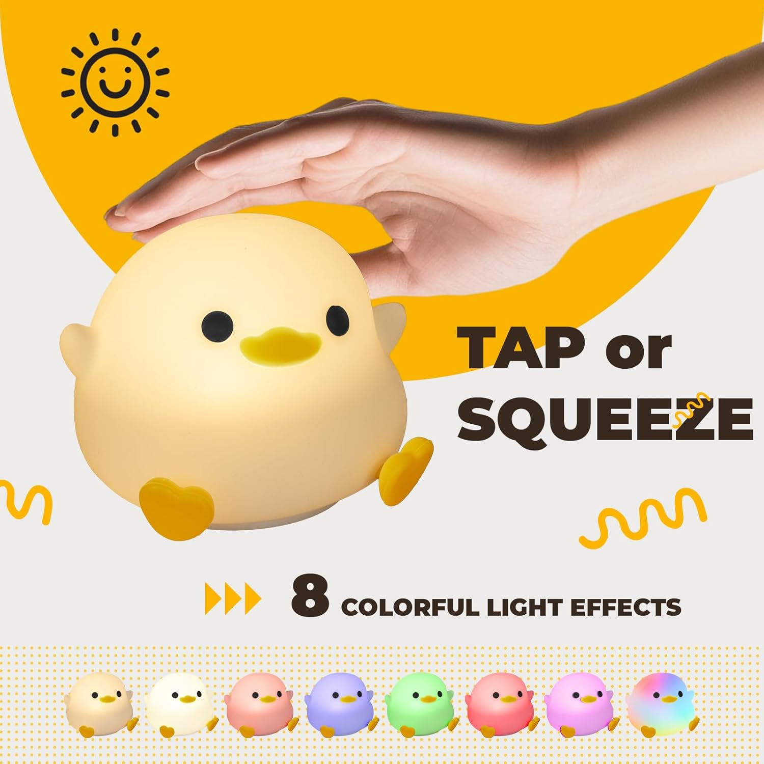 LED Squishy Animal Night Light - 2 Level Dimmable Nursery Lamp, Rechargeable Touch Lamp, Cute Dorm Decor - Perfect Boys Girls Gift (Pea Duck) - Image 3