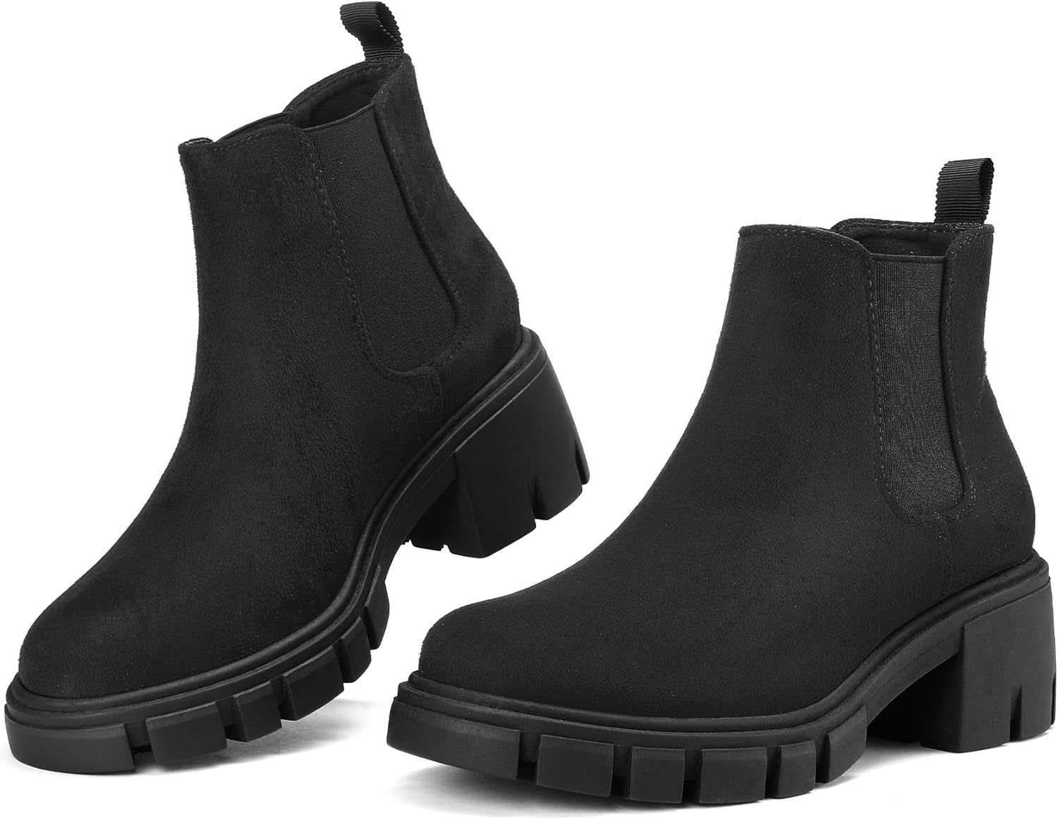 mysoft Women's Platform Chelsea Boots Lug Sole Slip On Chunky Block Heel Ankle Booties - Image 6