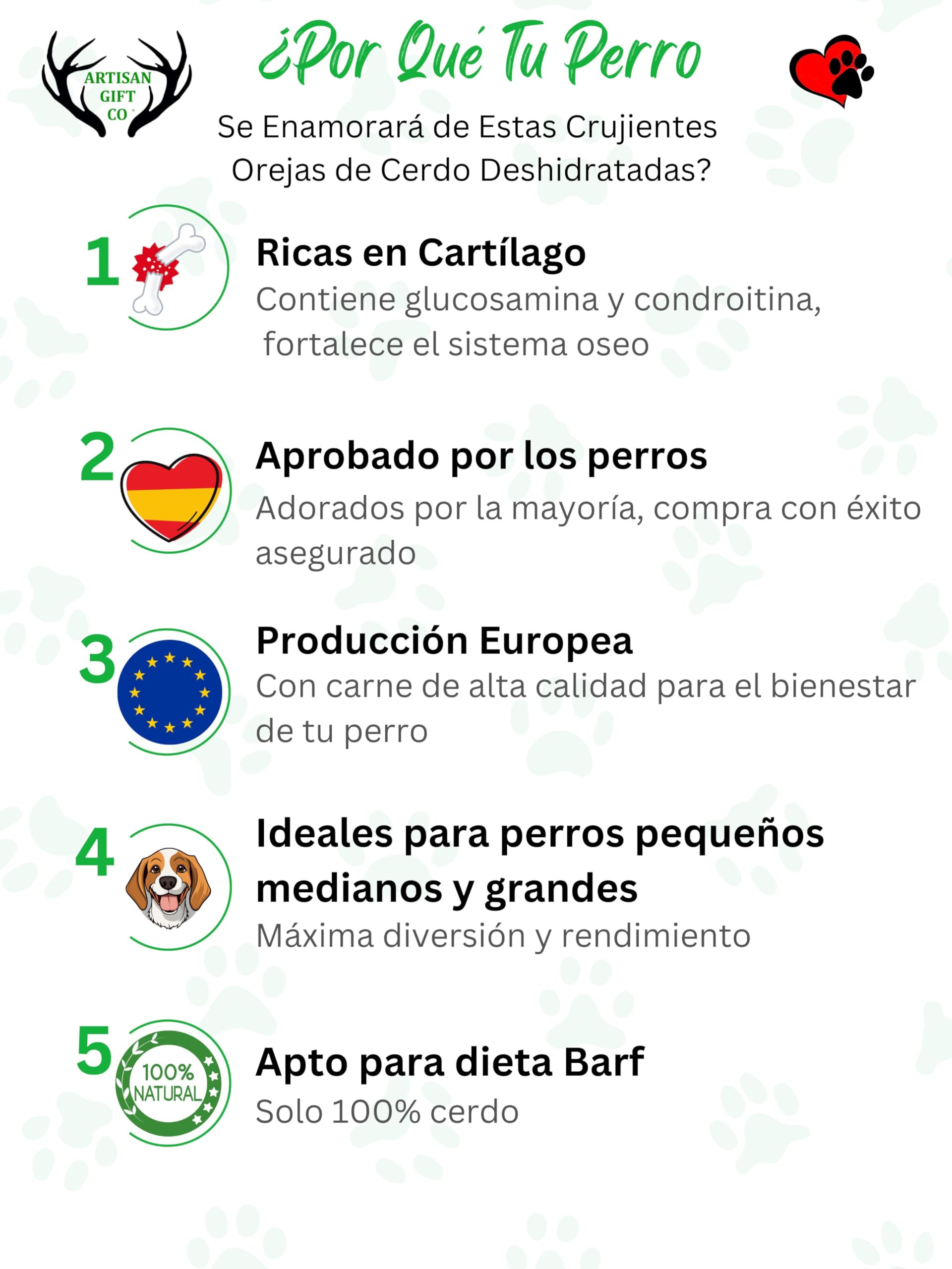 Snacks Naturales Deshidratados para Perros, 20 unds. (Orejas de Cerdo) | Chuches Deshidratadas de Carne Seca