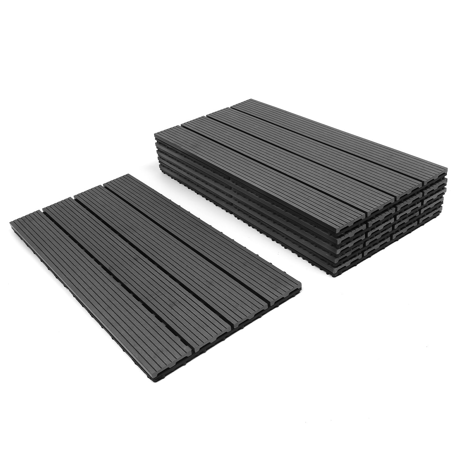 Daromigo WPC Terrassenfliesen 30x60cm 6er Set für 1m² Holzfliesen Balkon Bodenbelag Gartenplatten Terrasse Garten Balkonbodenbeläge, Anthrazit