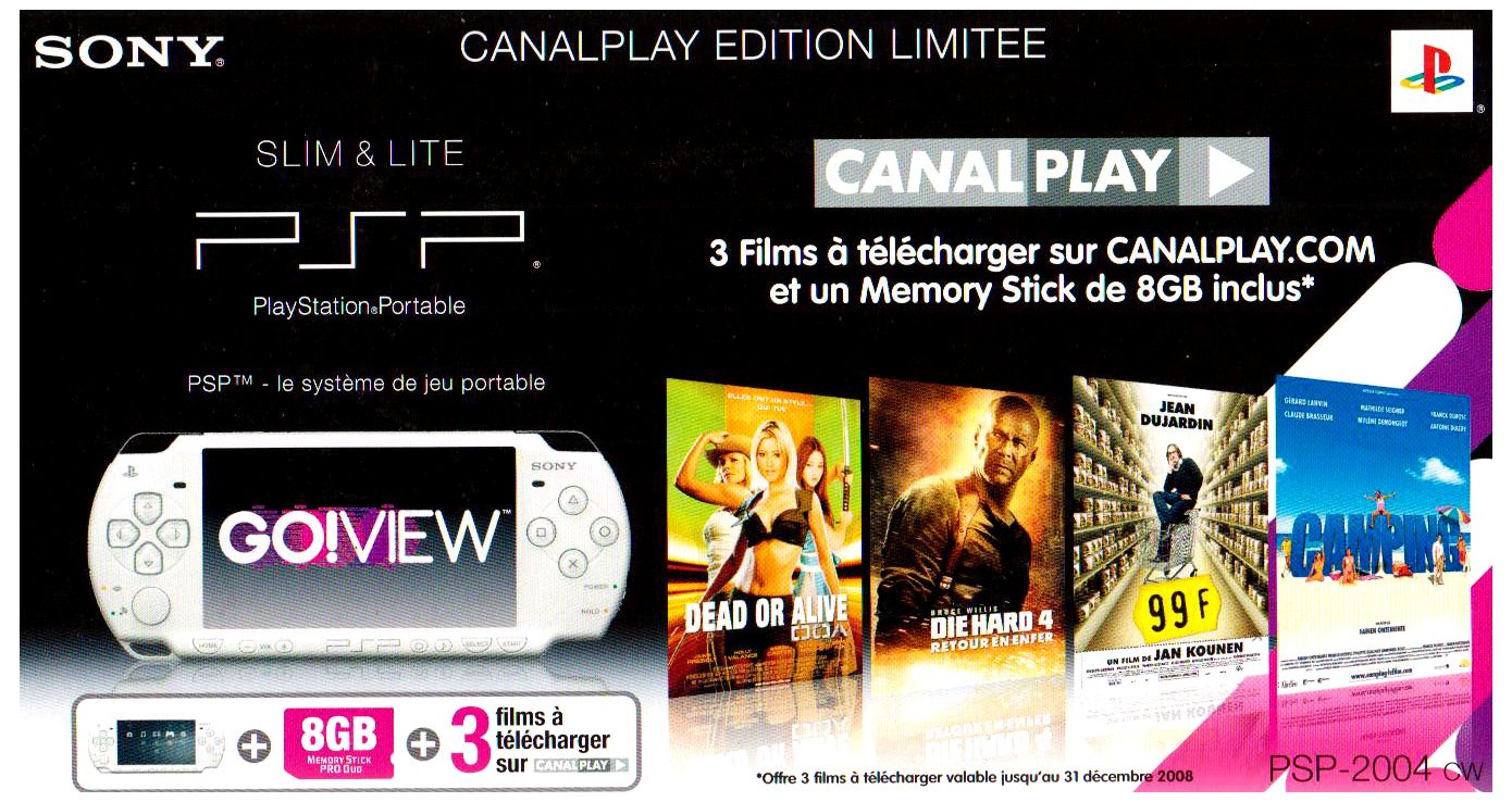 Console PSP + Memory Stick 8 Go + Offre VOD Canal Play 3 films