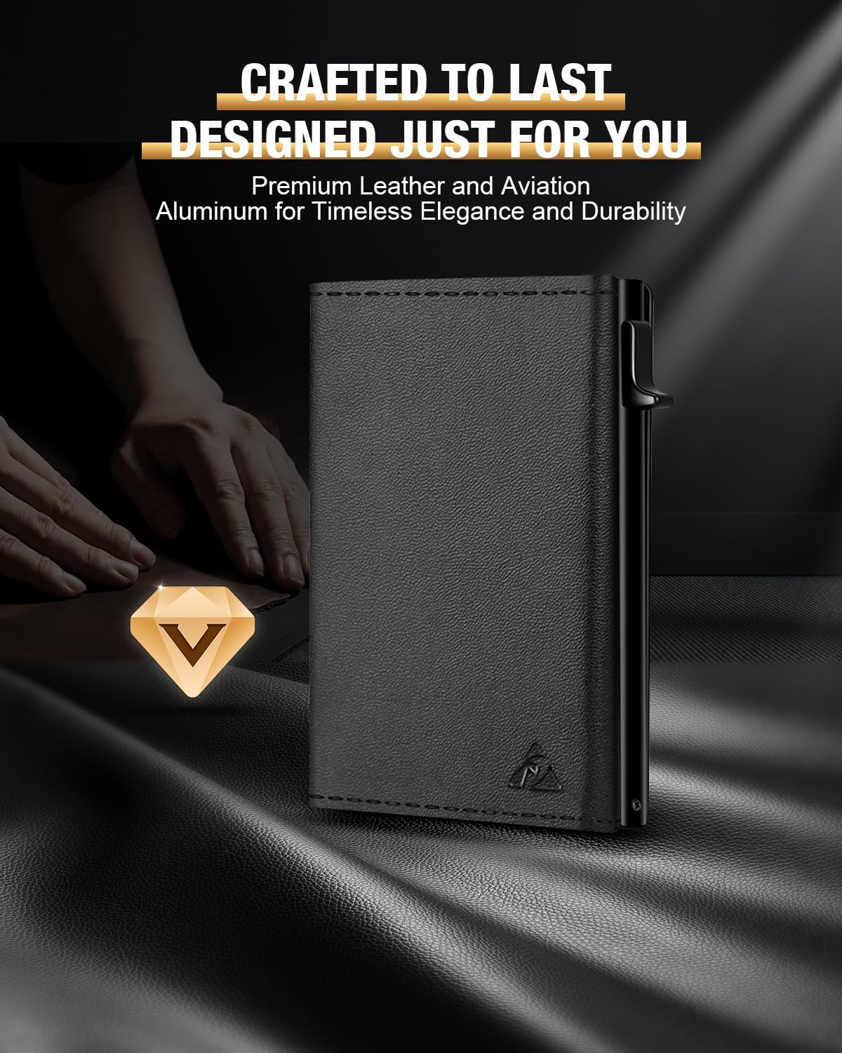 Mens Wallet Card Holder - Pop Up Aluminum Case, Premium Flexible Microfiber Leather, Smart Wallet for Men, RFID Blocking, Slim, Minimalist, Front Pocket - 9-14 Card Capacity | ID Window | Cash Slot - Image 7