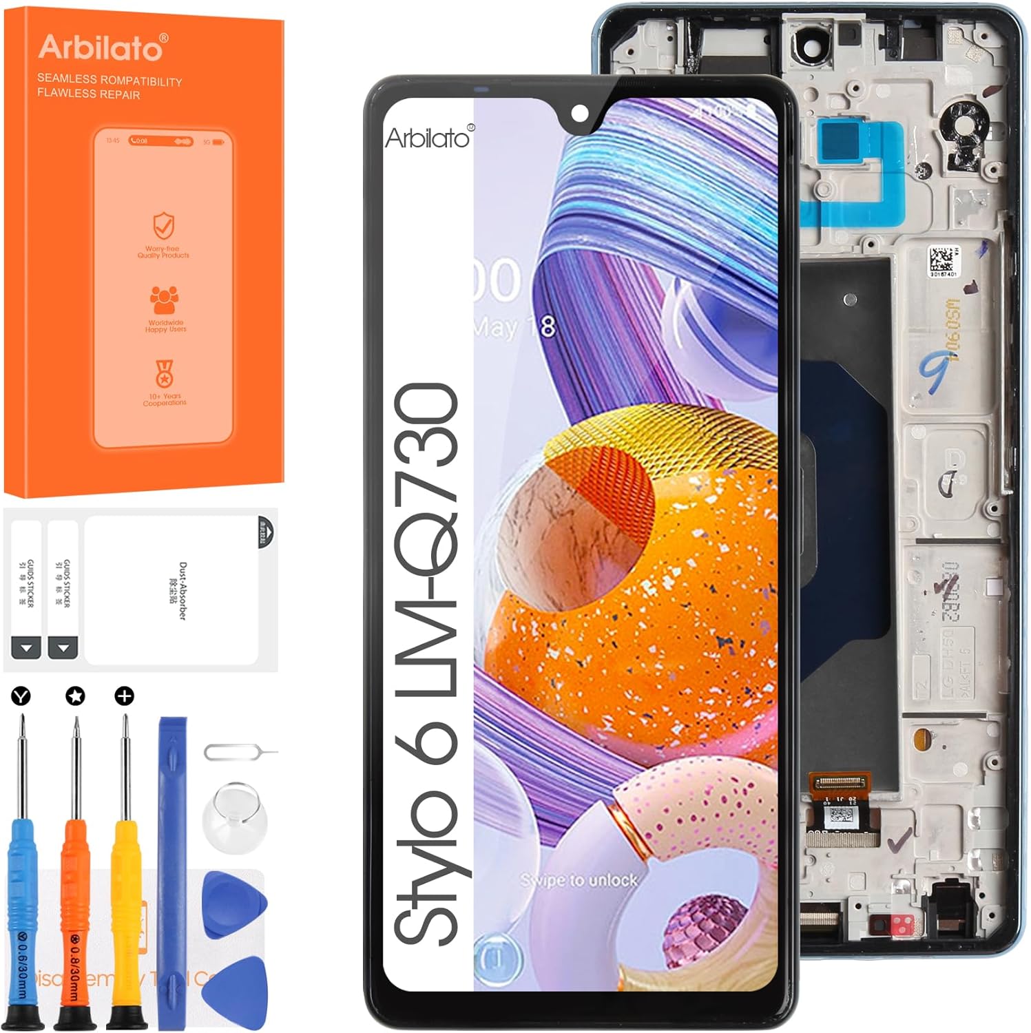 LCD for LG Stylo 6 Screen Replacement for Stylo 6 LCD Screen Q730, LMQ730TM,LM-Q730TM Touch Display Digitizer Assembly Repair Parts（Black with Frame）