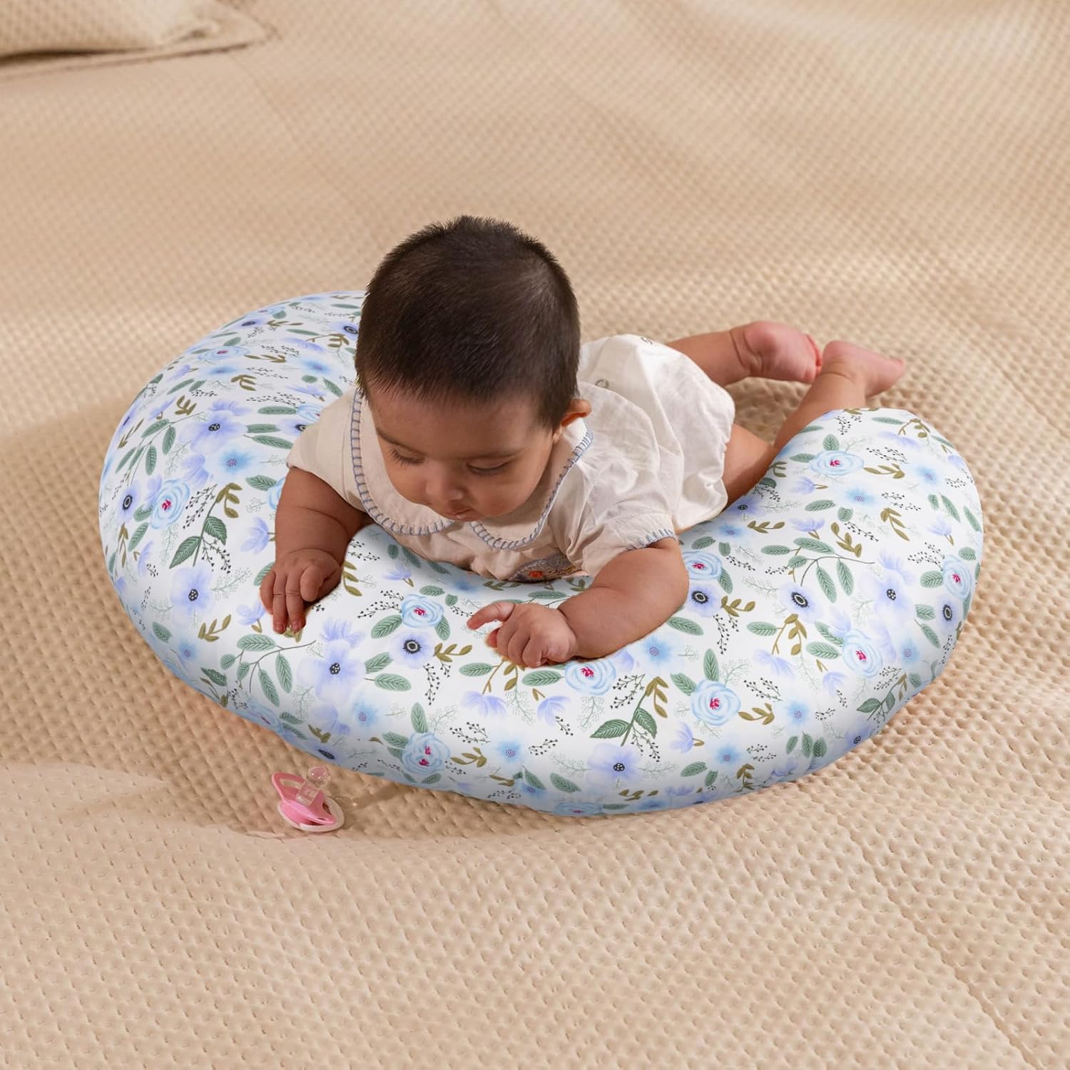 Baby Nursing Pillow for Breastfeeding, Adjustable Breast Feeding Pillow for Bottle Feeding, Breastfeeding Essentials for Mom and Baby Healthier Nursing, Removable Cover- Leaf - Image 5