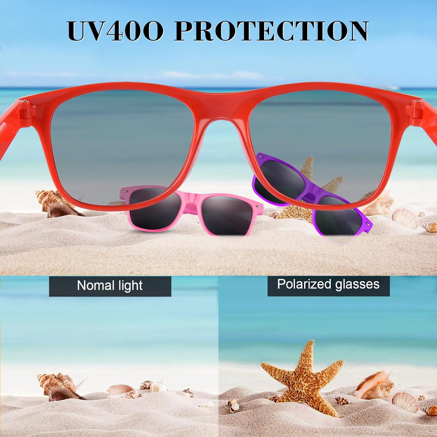 FEPITO 24 Pack Party Sunglasses Bulk for Birthday Party Favors Goody Bag Fillers for Beach Pool Party Toys for Adults, Red - Image 4