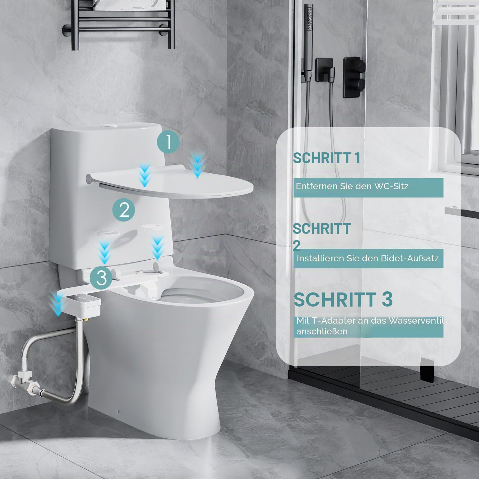 Bidet Aufsatz für Toilette, Nicht Elektrisches Kaltwasser-Bidet mit Einziehbaren Doppel Selbstreinigenden Düsen (Front- und Heckreinigung), verstellbarer Wasserdruck WC Bidet Aufsatz