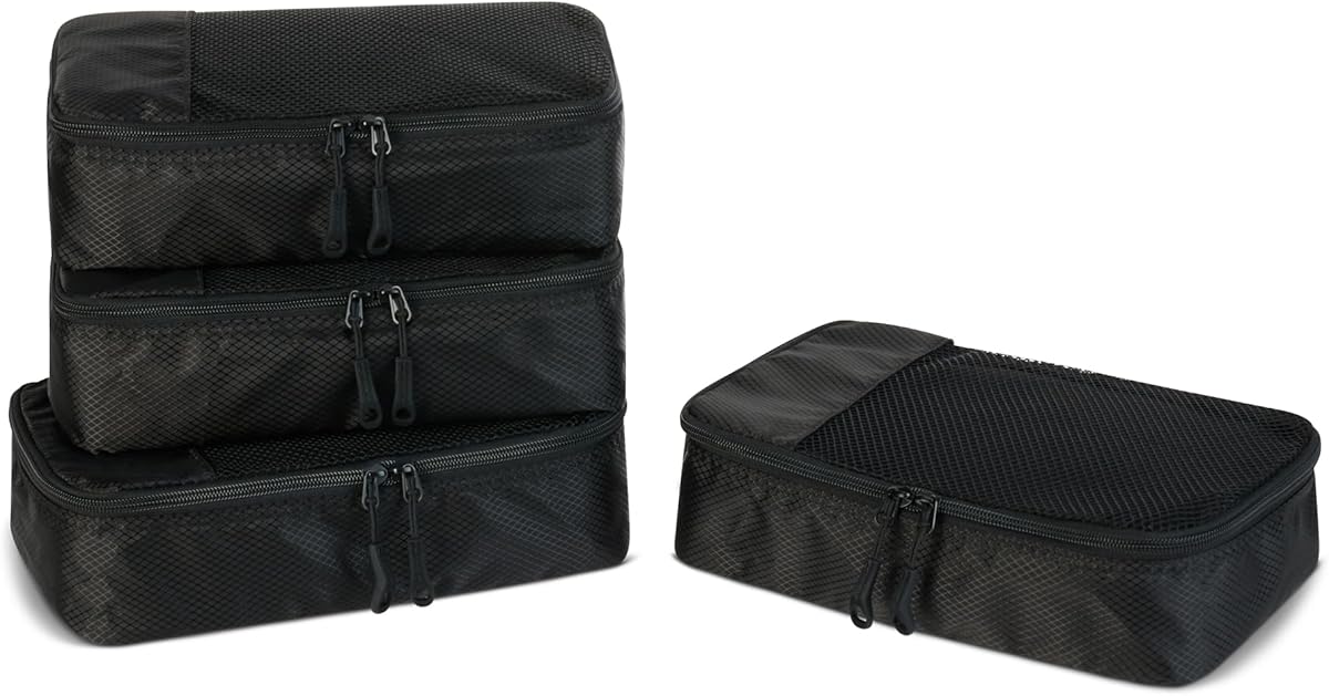Amazon Essentials Packing Cubes Travel Accessories Set, Luggage Organizer with Double Zipper