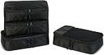 Amazon Essentials 4-Piece Packing Cubes Travel Accessories Set, Luggage Organizer with Double Zipper, Mesh Top, 100% Polyester, 2 Medium/2 Large, Black (Previously Amazon Basics)