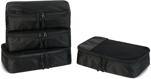 Amazon Essentials 4-Piece Space-Saving Packing Cubes Trav...