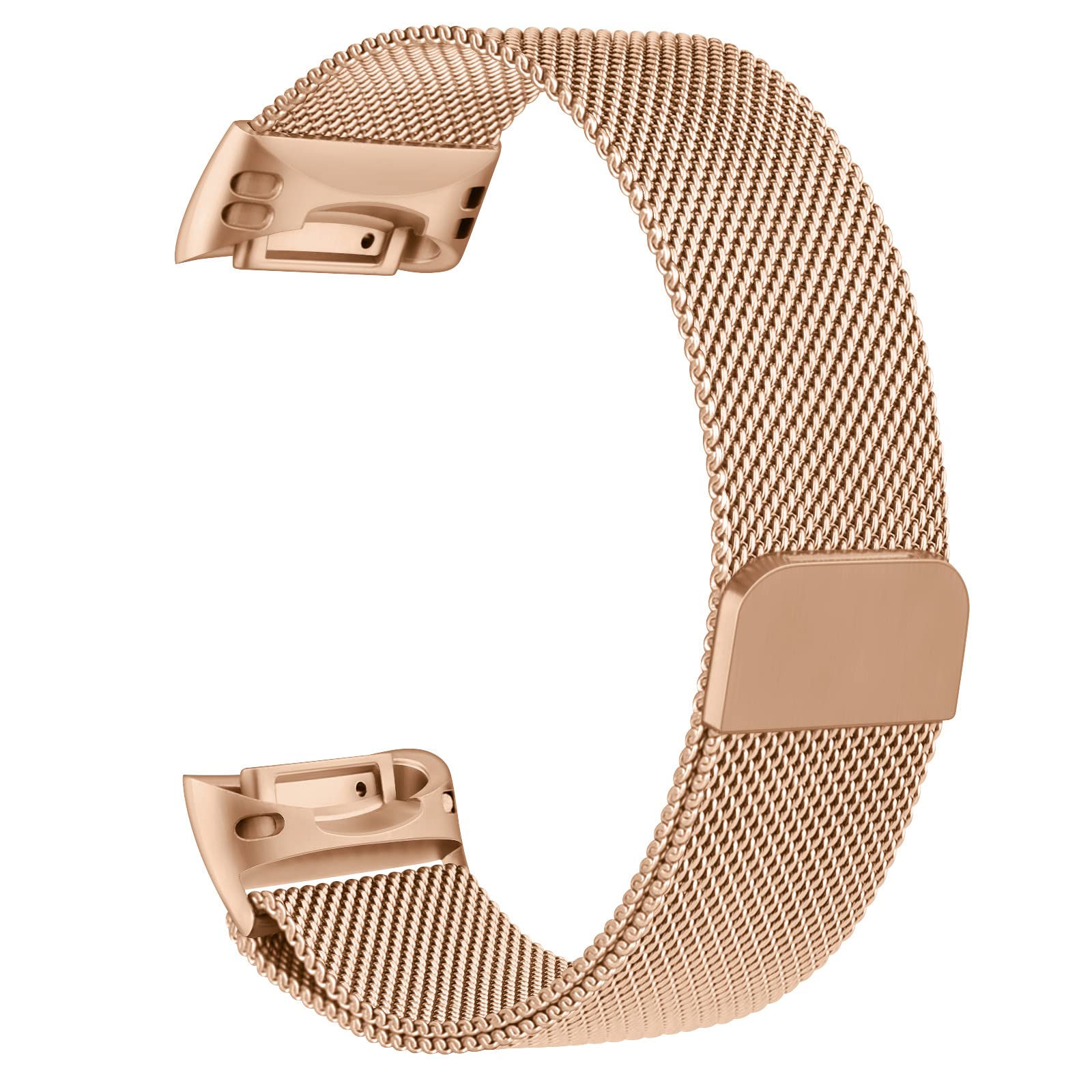 Metal Strap Compatible with Fitbit Charge 6 Strap for Women Men Adjustable Stainless Steel Mesh Loop Replacement band with Magnetic clasp for Fitbit Charge 6 (Rose Gold) - Image 2