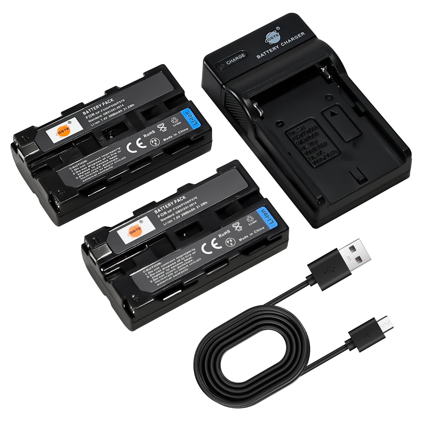 DSTE 2pcs NP-F550 NP-F570 NP-F330 Batería y Cargador para cámaras