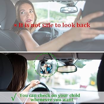 Car Mirror Baby Rear View, 360 Rotatable Rear View Mirror, Spring-Loaded Mounting, Glass Mirror, Car Seat Mirrorfor Rear Seat Safety (12.9 * 6.5cm) On