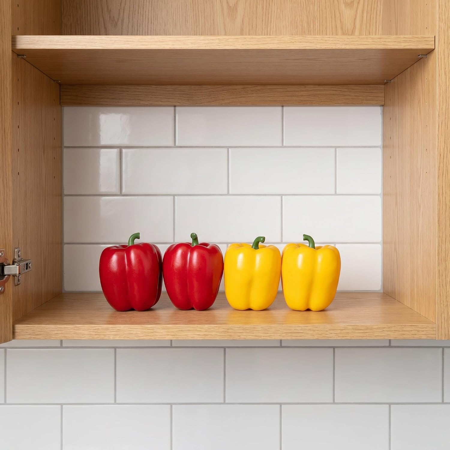 ARTIBETTER 4pcs Simulation Foam Peppers: Red and Yellow Artificial Pepper Decor - Realistic Faux Vegetable Ornaments for Kitchen Dining Room Cabinet Display
