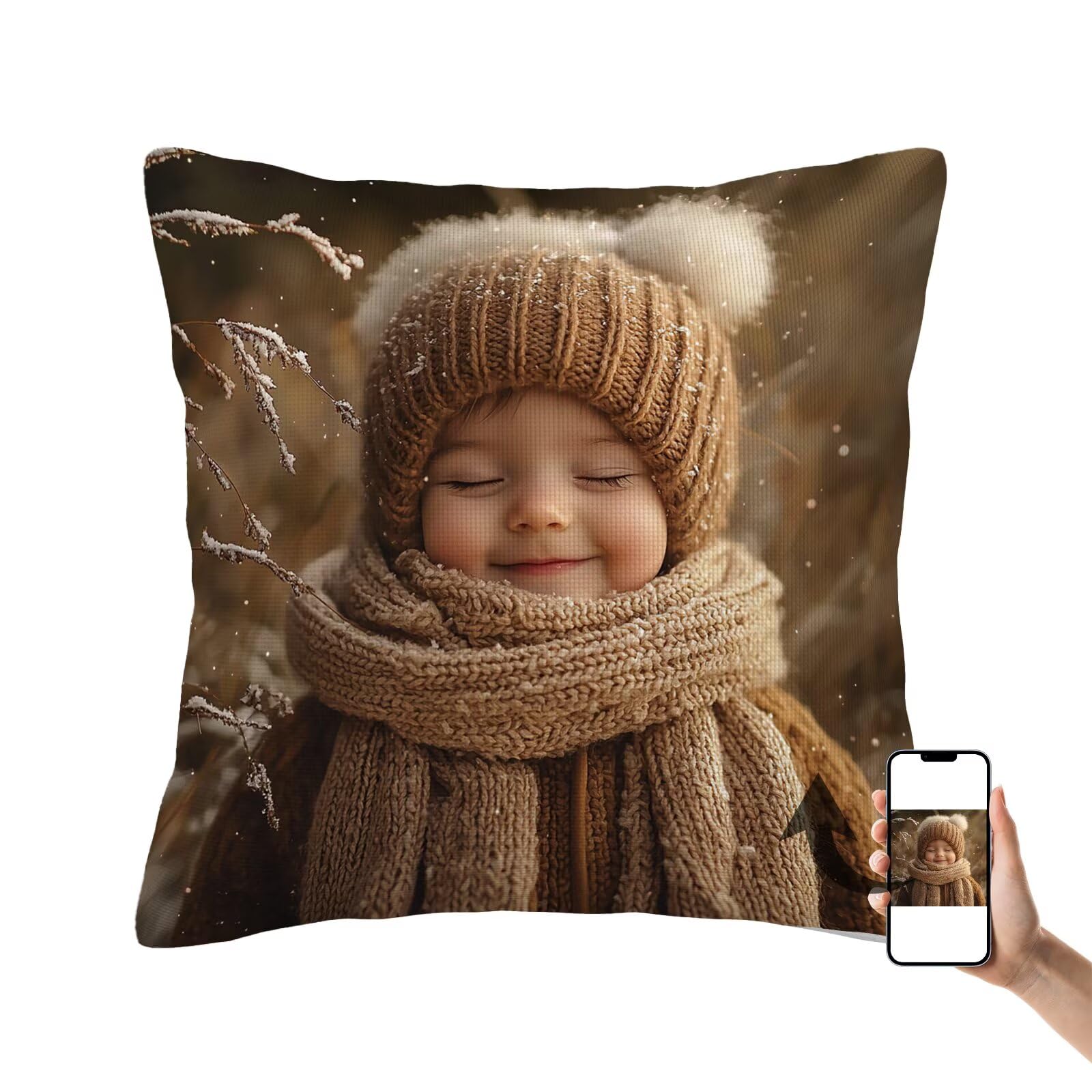 Idée cadeau pour maman femme homme housse de coussin haut de gamme 180x60 avec impression photo