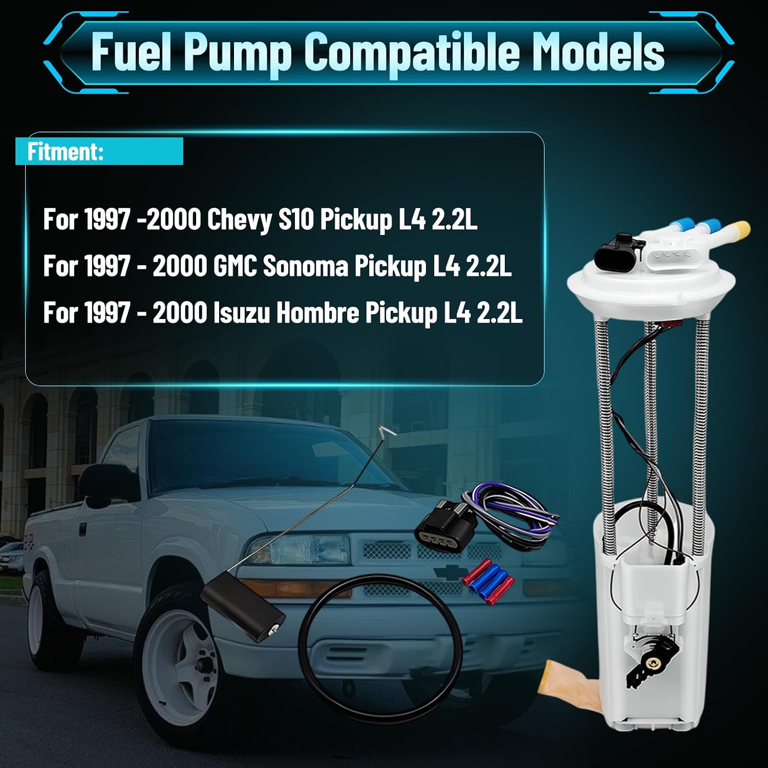 Fuel Pump Assembly E3943M Compatible with 1997-2000 Chevy S10 GMC Sonoma Isuzu Hombre 2.2L L4, Replaces P74755M 530-2200 67349 MU1756 FG0069