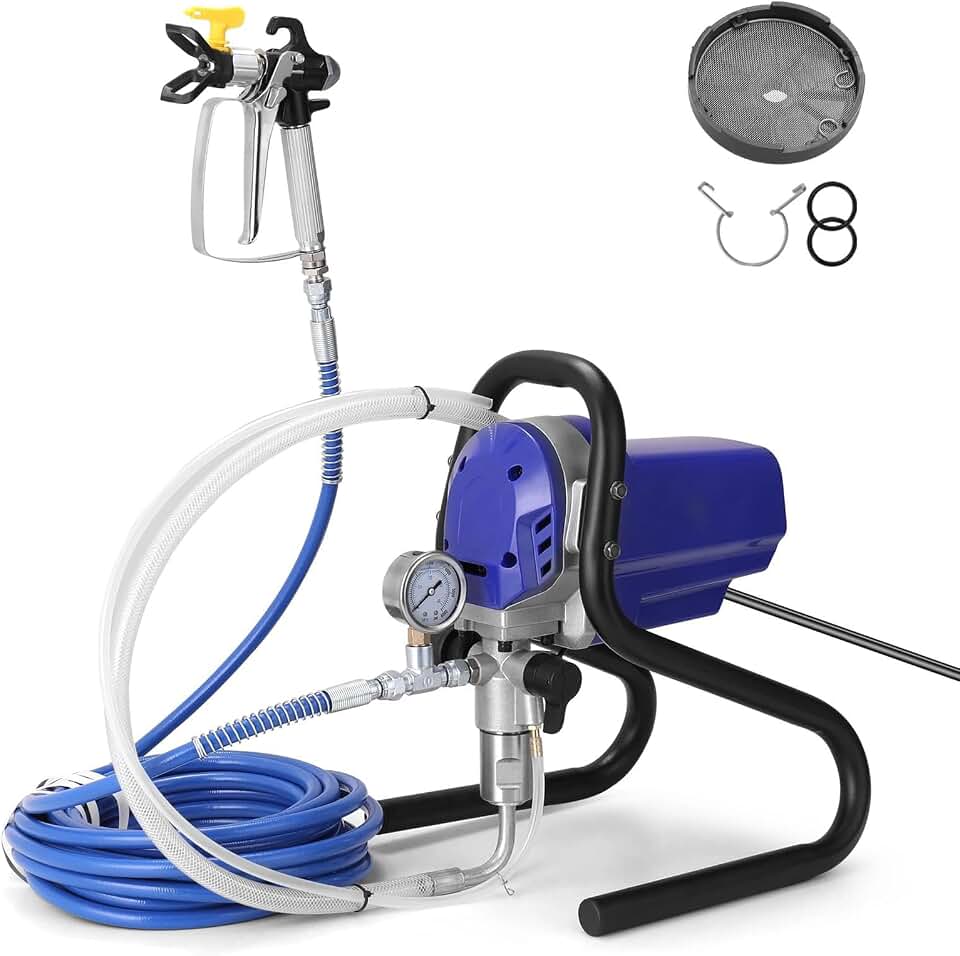 Máquina pulverizadora de pintura eléctrica de 750 W, pulverizadora de pintura sin aire para paredes, con manguera, pistola de 1,2 l/min para exteriores e interiores de viviendas