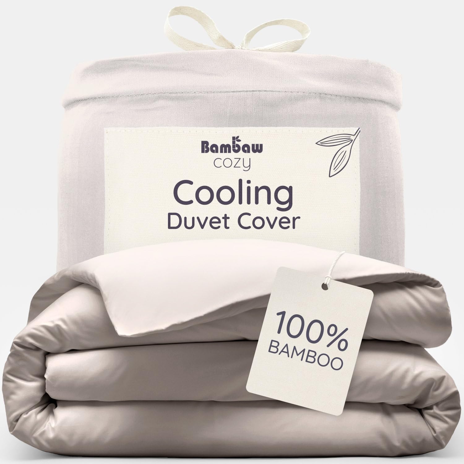 Bambaw Sand 100% Bamboo Duvet Cover Single, 135X200 Cm, Anti Allergy Bedding, 100% Bamboo Fabric, Anti Sweating Cooling Bed Sheets For Summer, Soft & Breathable Single Bed Luxury Bedding 135X200 Cm (Sand)