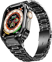 Vista 1 de MioHHR Correa de reloj de acero inoxidable con funda compatible con Apple Watch Ultra 3 2 1 (1.732 pulgadas), correa resistente con cubierta Negro