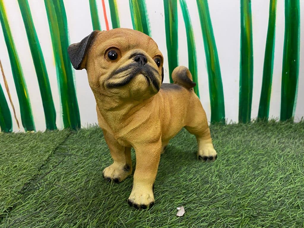 The Decorshed Pug Dog for Garden Decoration, Home Decoration, Kids Room Decor, Real Looking Dog Figure(Pug Dog pak of 1, Light Brown)