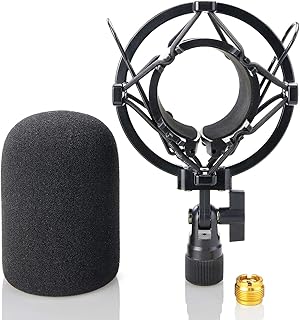 AT2020 Shock Mount with Windscreen, Shock Mount Stand for Audio Technica AT2020 AT2035 AT4040 AT2020USB ATR2500x Condenser Mic by SUNMON