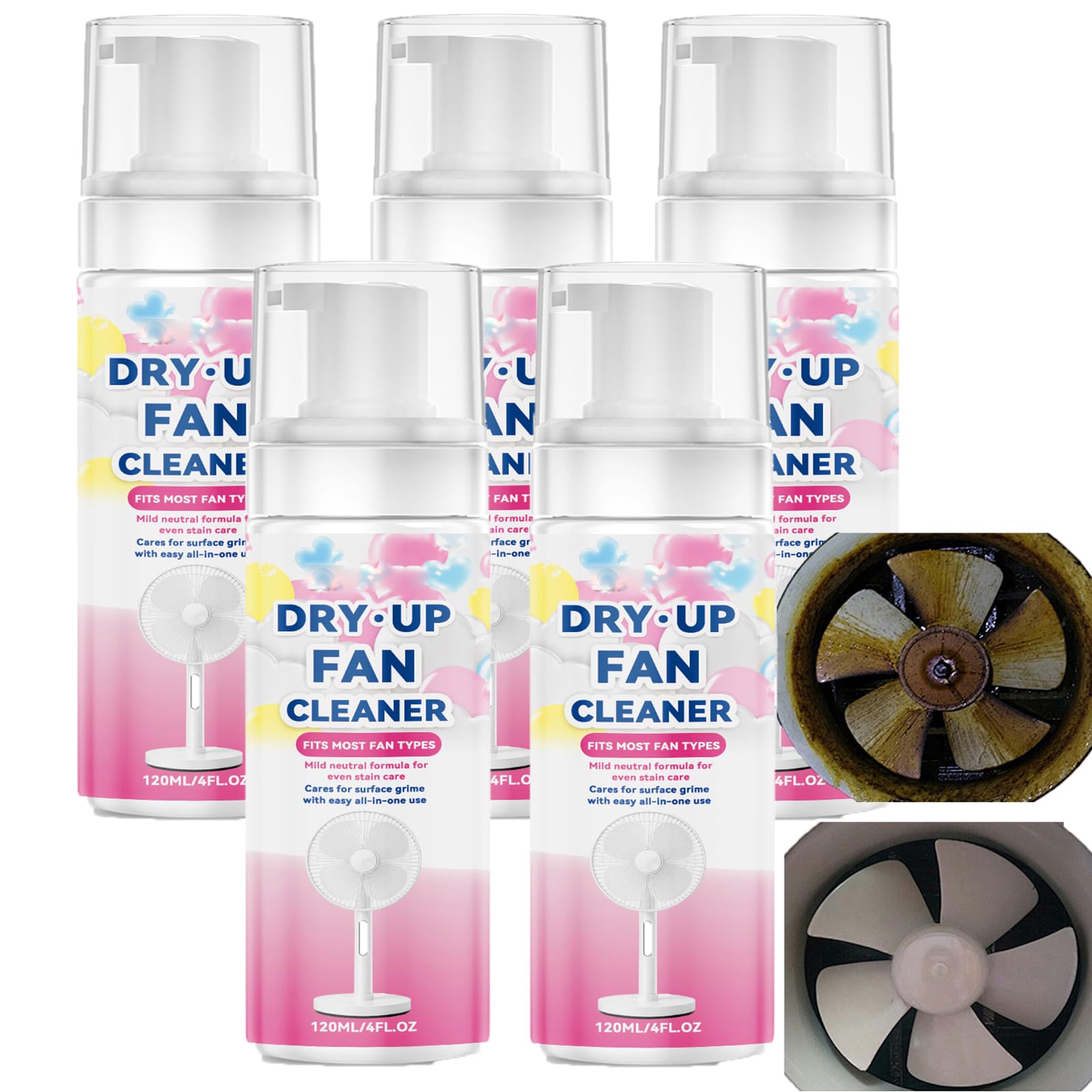 Spülventilator-Reinigungsspray, schnell wipeable Haushaltsreiniger die Decke, leistungsstarkes No-Spül-Ventilator-Cleaning spray Multifunktions-Foam cleaner Spray, Tower Stand Fansing Solution (5pcs)