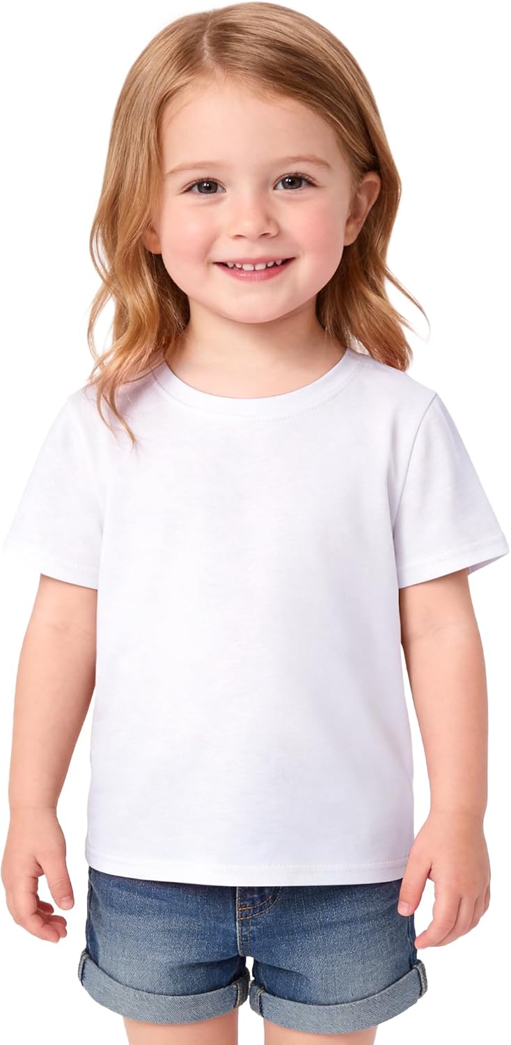 Toddler Girls Short Sleeve T-Shirts Baby Girl Cotton Crewneck Tee Basic Soild Shirt Size 18M-5T