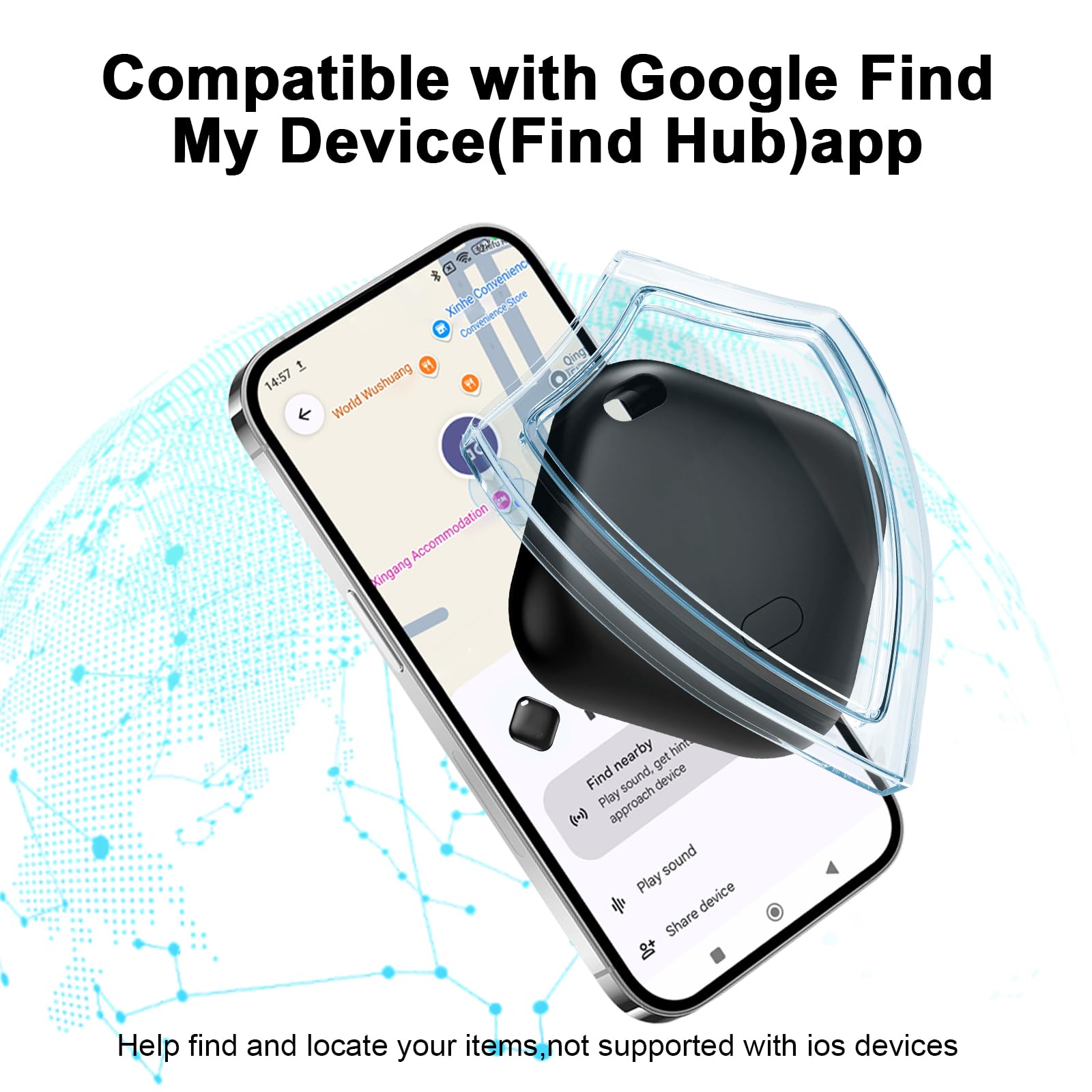 GPS Tracker Android, Smart Tag Android, compatibel met Googles Find My Device-app, koffer tracker, bluetooth sleutelvinder voor koffer, rugzakken, portefeuilles en tassen, 2 stuks