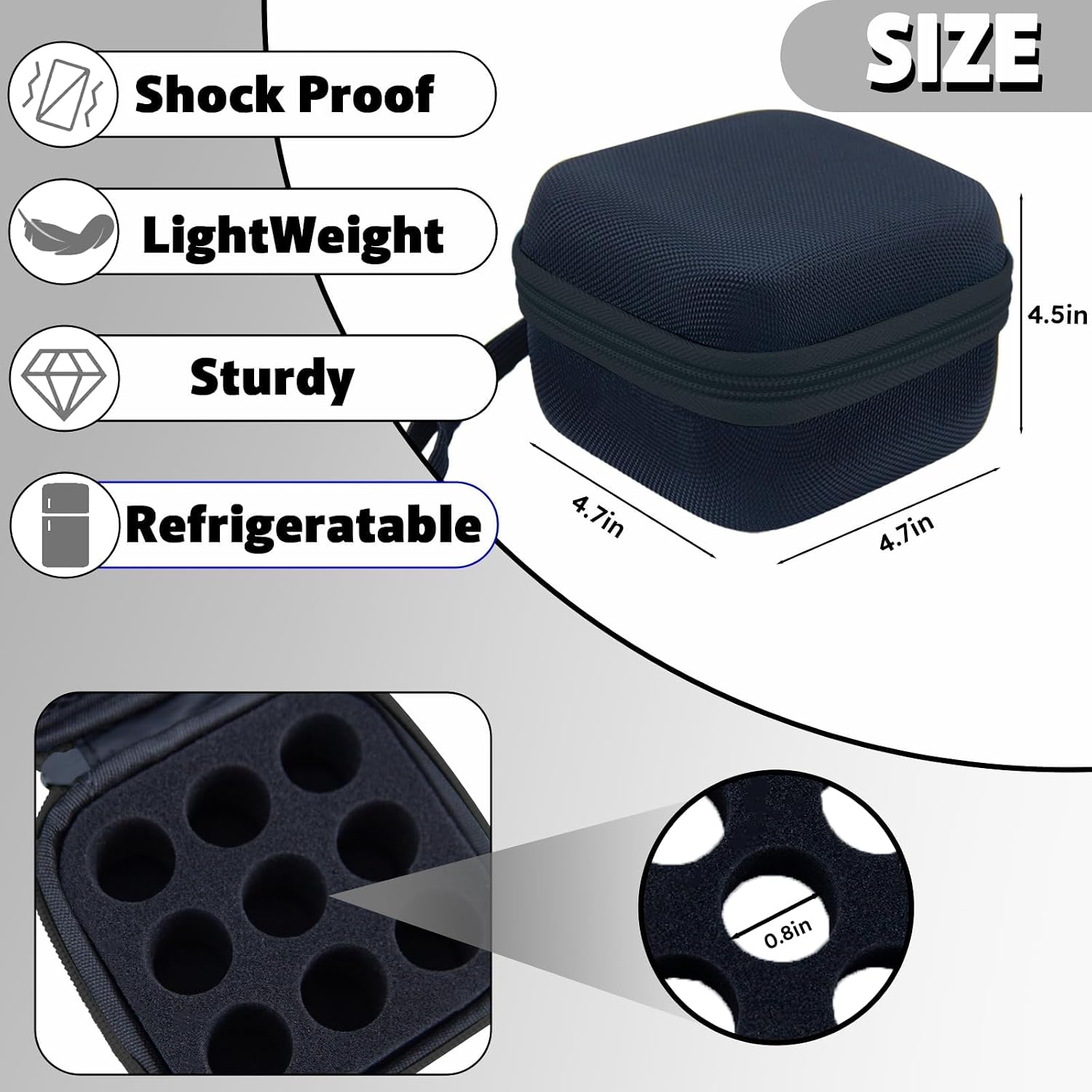 Peptide Case for Fridge, 9-Slot Insulin Vial Storage Organizer with Strap image 5