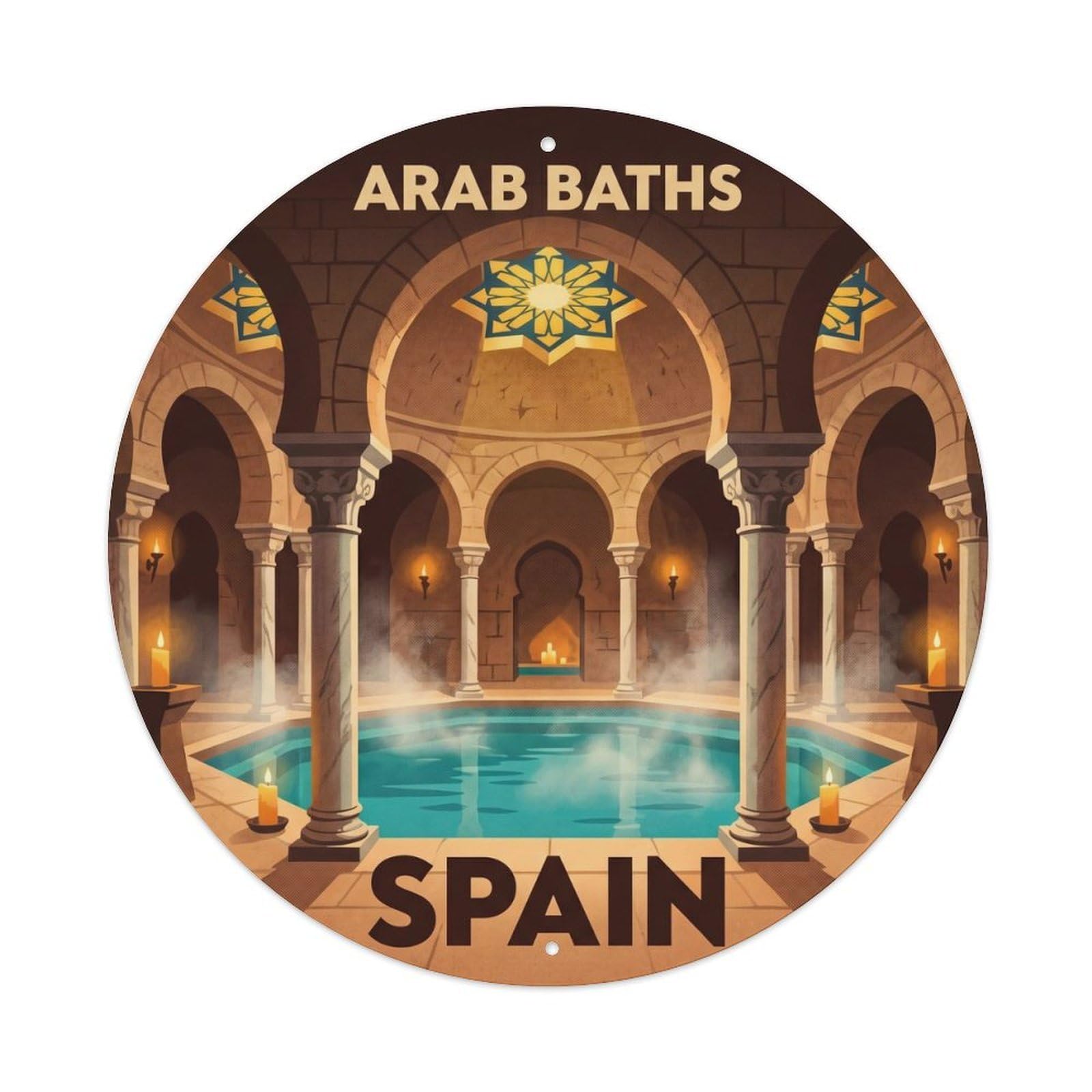Granada Arab Baths Spain Landmark Travel Metal Tin Sign