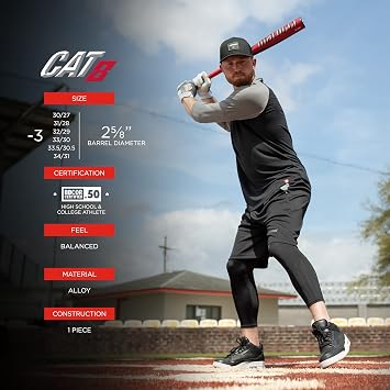 Marucci CAT8 -3 BBCOR Baseball Bat, 2 5/8 Barrel