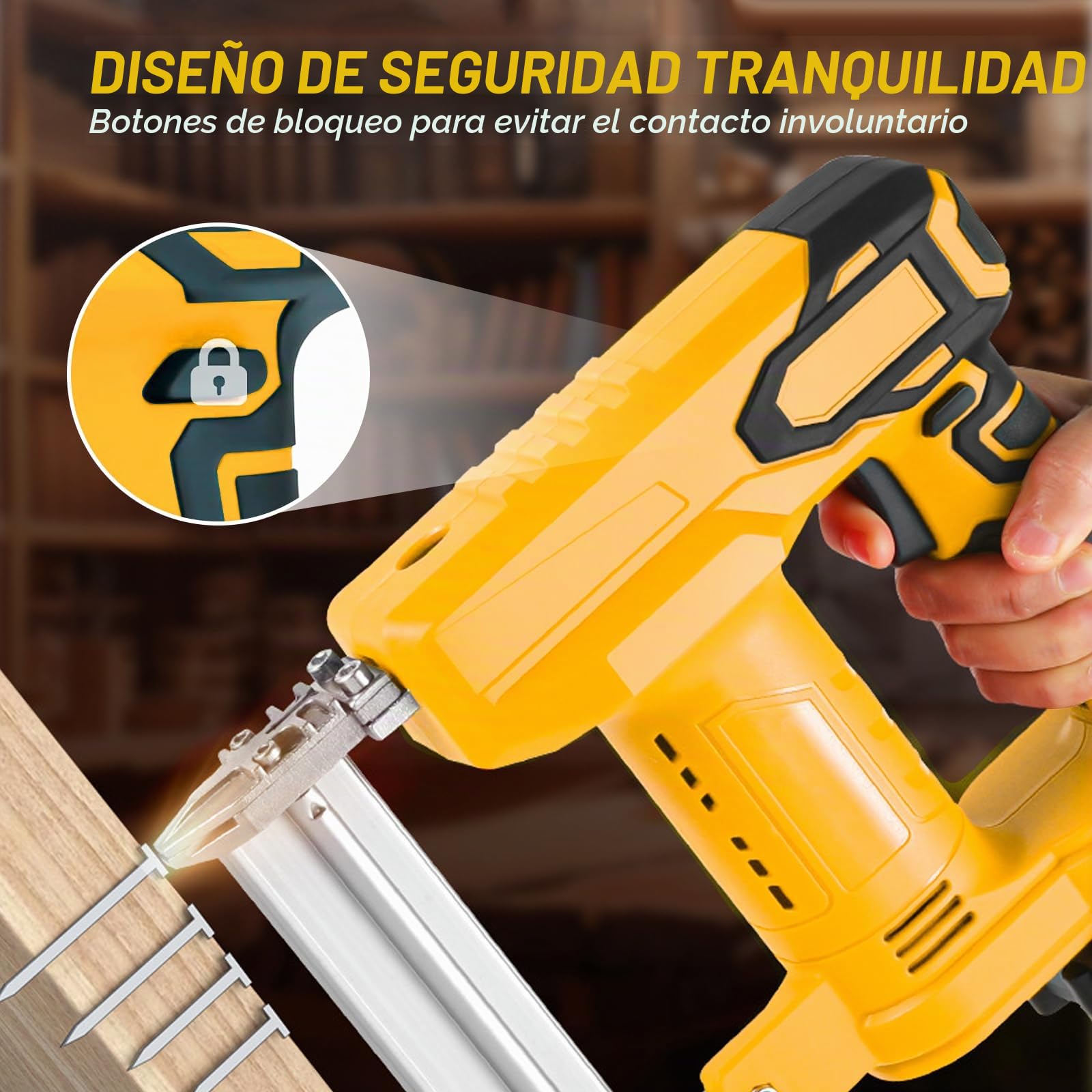 Pistola de clavos compatible con Dewalt de 18 V batería de litio | Grapadora de uñas inalámbrica, 2 en 1 Clavadora bateria Grapadora eléctrica Inalámbrica con 1000 clavos y 500 grapas