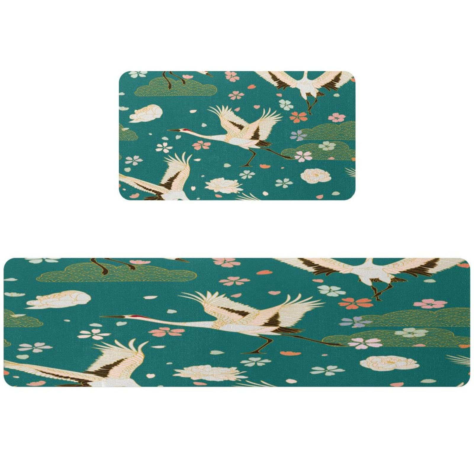 Tapis de cuisine grue à couronne rouge : lot de 2 tapis antidérapants et ultra absorbants