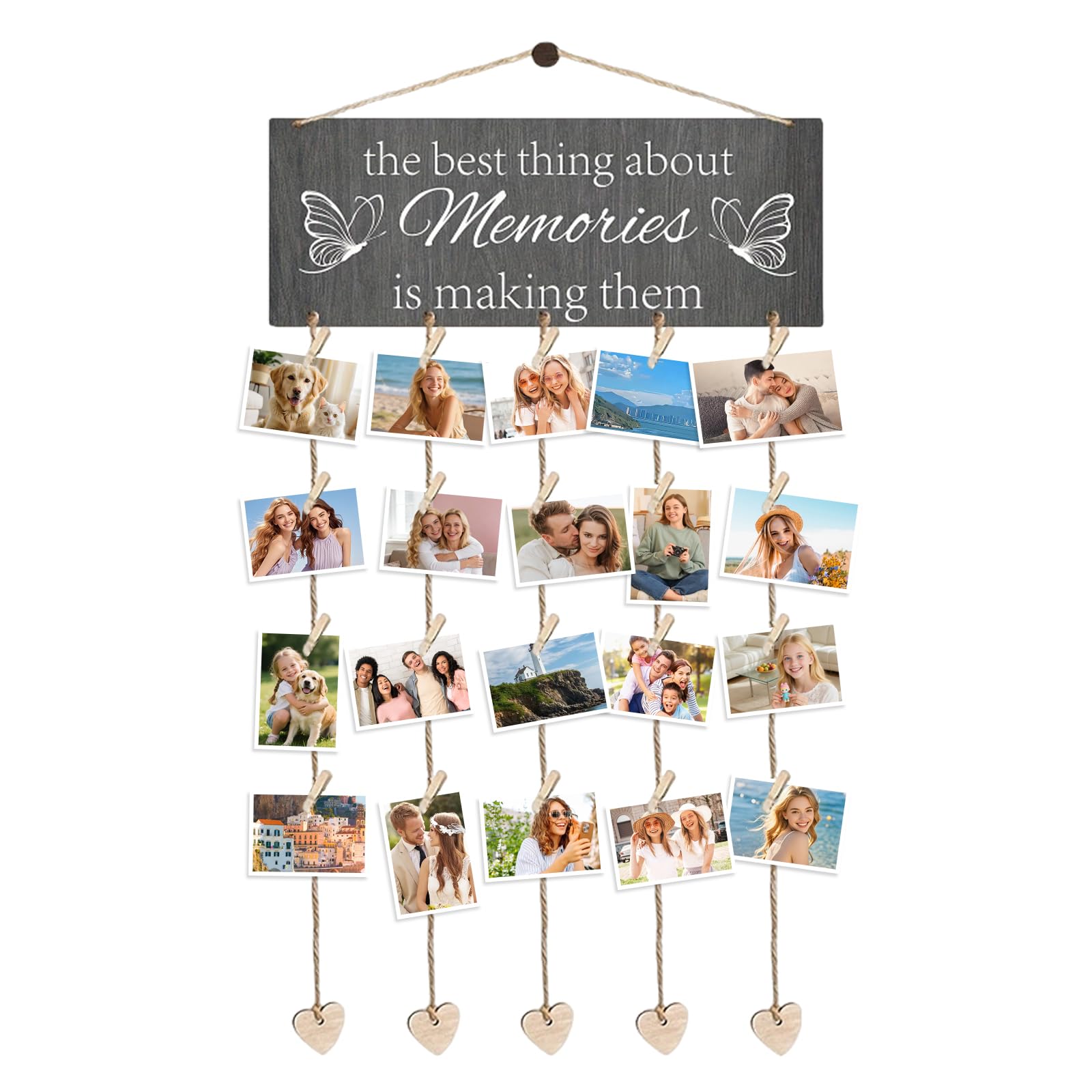 Hanging Photo Display, Photo String with Clips Collage Pictures Frames Set