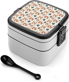 Festival Celebrating Crabs Print Bento Box, Small Salad Container for Lunch, Cute Lunch Box Containers for Adults Women Men, Reusable Double Lunchable Stackable