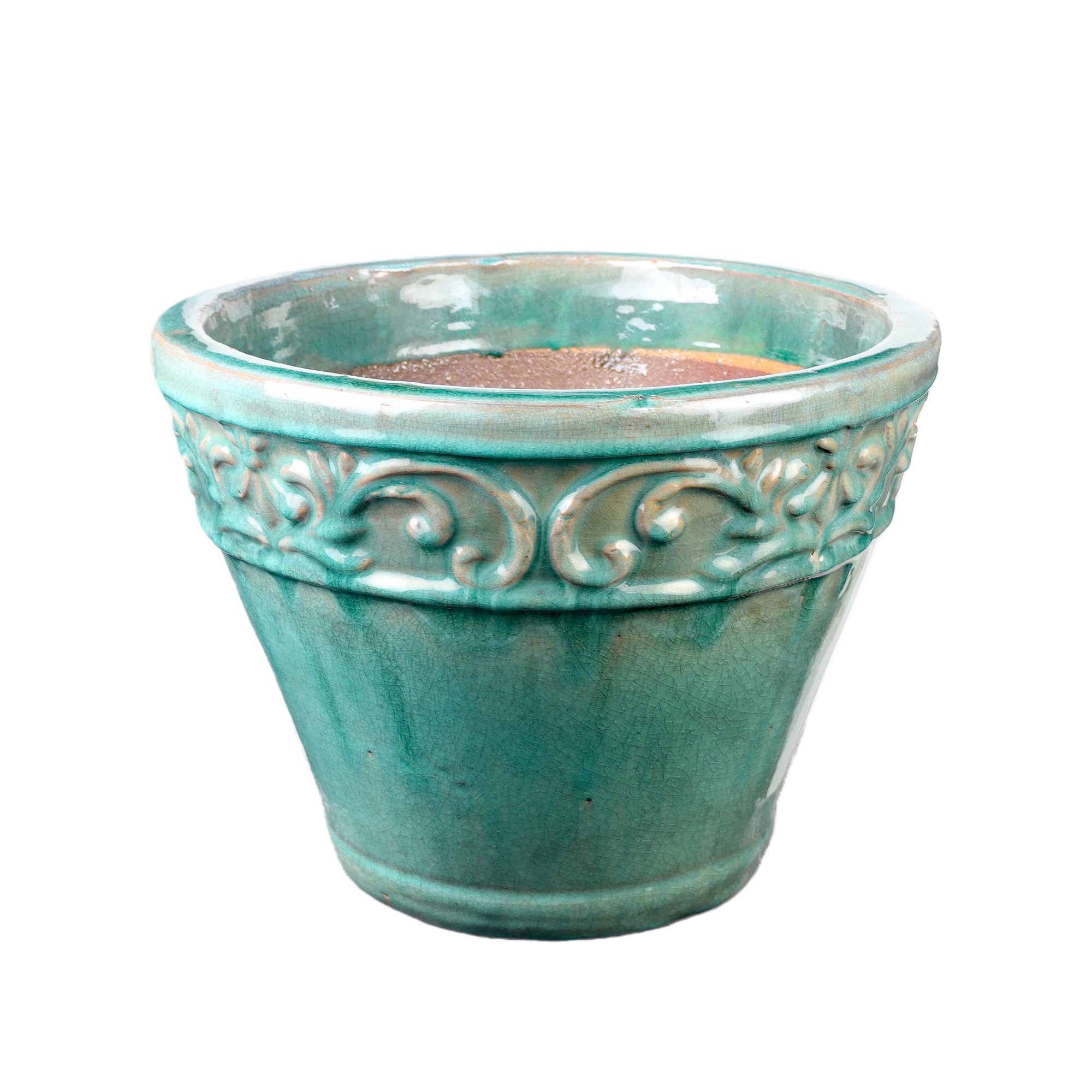 Steinzeug-Blumentopf/Pflanzkübel Cam Bordo Jade-Grün 33x25cm frostfest