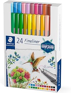 STAEDTLER Caneta Ponta Fina Triplus Fineliner 0.3mm Estojo 24 Cores Sortidas - 334 C24-C - Corpo Ergonômico Triangular – Ideal para Escrita e Bullet Journal