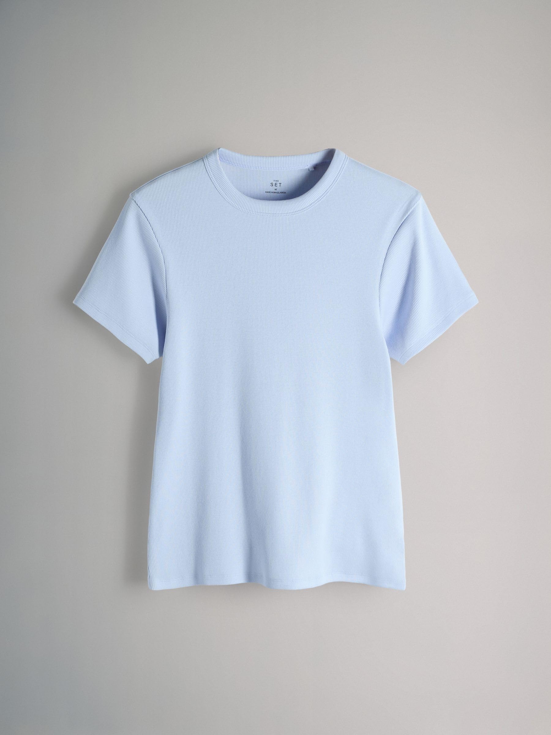 THE SET Femme T-Shirt côtelé à Manches Courtes, Lot de 8