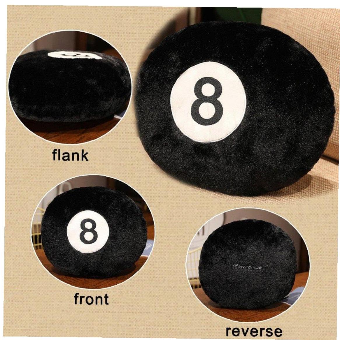 Amazon.co.jp: ぬいぐるみ35 cm黒ビリヤード8ボールクッション枕ソファ