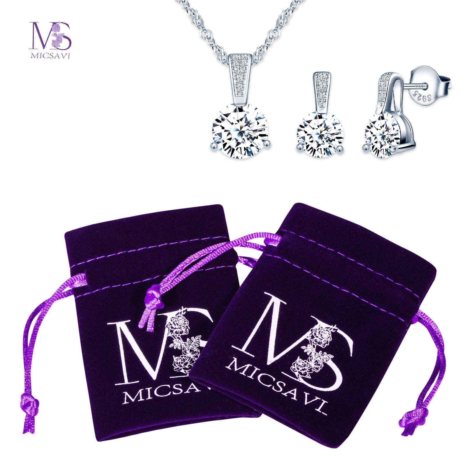 Set Pendientes y Collar Circonitas Plata 925 para Mujer Juego de joyas Colgante y Pendientes Circonitas Conjunto de joyas