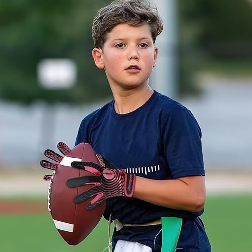 Miniatura 5 de HANDLANDY Guantes de fútbol americano juvenil, guantes receptores adhesivos para niños, guantes de fútbol americano con súperagarre, el mejor regalo