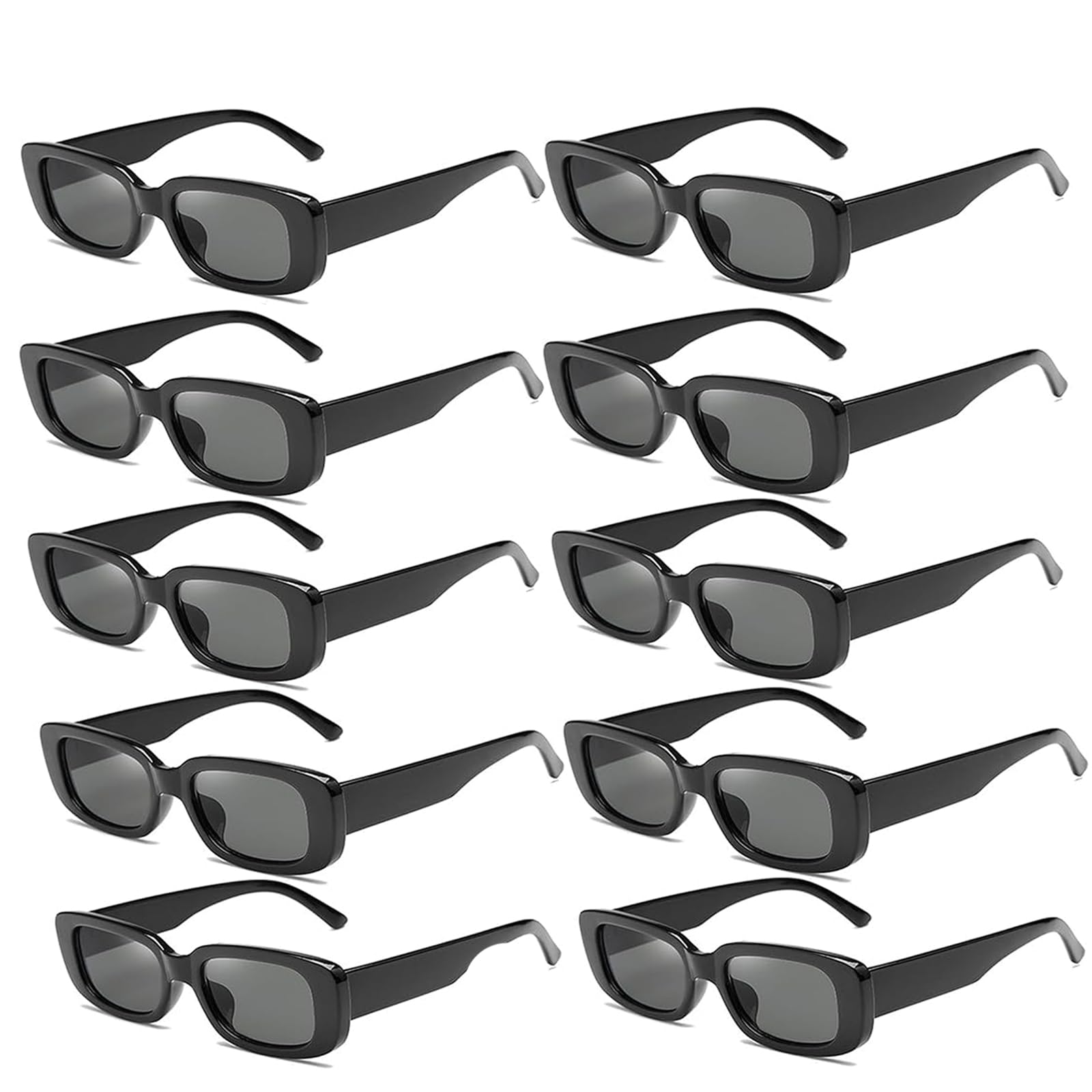 10 Piezas gafas de sol Set Vintage, Gafas de Sol Rectangulares Vintage para Mujer, Gafas de Sol retro de los años 90, Gafas de sol para fiesta modernas retro hippie cuadradas para mujer